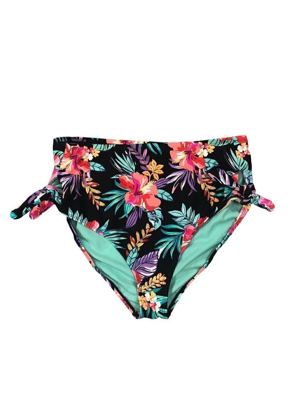 California Sunshine NWT Black Floral Bikini Swim Bottom Size 2X
